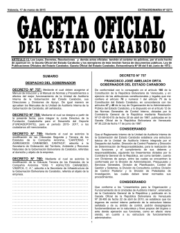 DEL ESTADO CARABOBO - Gobernación Bolivariana de Carabobo
