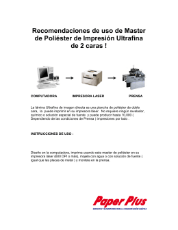 Recomendaciones de Uso Master de Poliester - Paper Plus