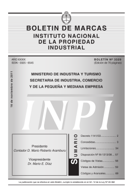 BOLETIN DE MARCAS - Instituto Nacional de la Propiedad Industrial