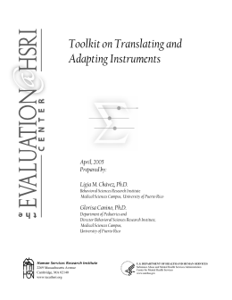 Toolkit on Translating and Adapting Instruments