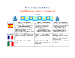 Ponce de Leon Required Summer Reading List & Log 2013-2014