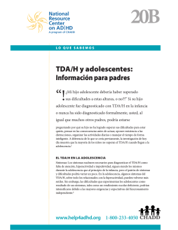 TDa/H y adolescentes: Información para padres