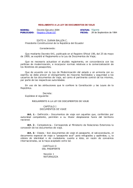 REGLAMENTO A LA LEY DE DOCUMENTOS DE VIAJE NORMA