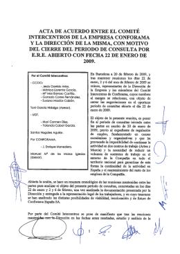 ACTA DE ACUERDO ENTRE EL COMITÉ - CHTJ-UGT