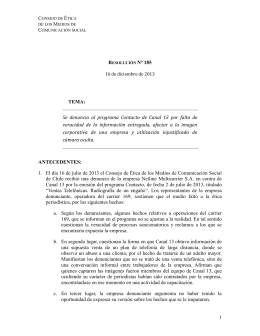 Resolución 185 - Consejo de Ética