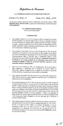 LA AUTORIDAD NACIONAL DE LOS SERVICIOS PÚBLICOS