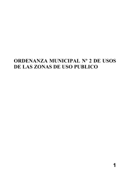 ORDENANZA MUNICIPAL Nº 2 de Usos de las Zonas de Uso Público