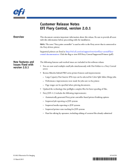 Customer Release Notes EFI Fiery Central, version 2.0.1