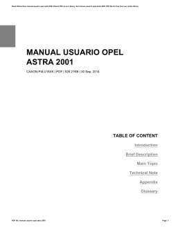 MANUAL USUARIO OPEL ASTRA 2001