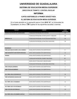 cupos disponibles sems 2016 - Coordinación de Control Escolar