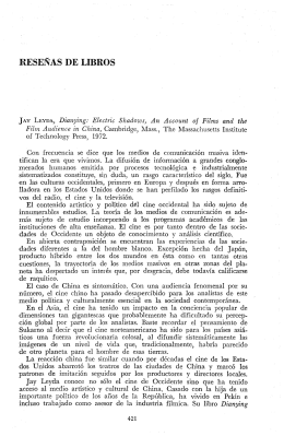 RESEÑAS DE LIBROS JAY LEYDA, Dianying: Electric Shadows, An