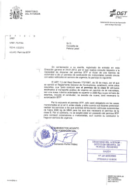 Consulta a la DGT sobre la necesidad del BTP, para - SIP-AN