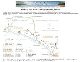 Map of Playa Coyote, San Miguel and Islita to Samara Costa Rica