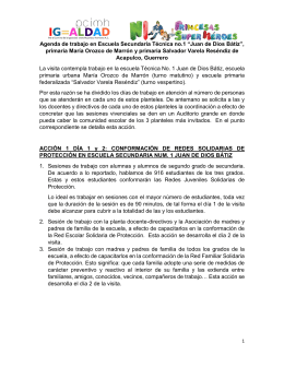 Agenda de trabajo en Escuela Secundaria Técnica no.1 “Juan de