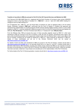 Transfers of securities to RBS plc pursuant to Part VII of the UK