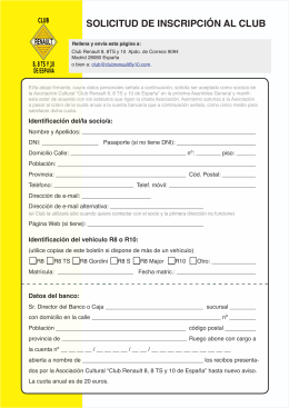 inscripción  - Club Renault 8, 8TS y 10 de España