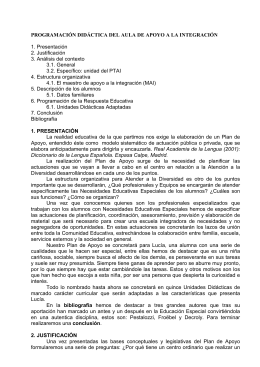 Programación didáctica del aula de apoyo a la integración.