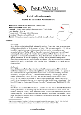 Sierra del Lacandón National Park Park Profile