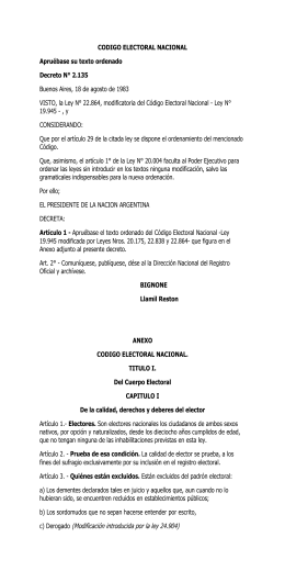 CODIGO ELECTORAL NACIONAL - Poder Judicial de la Nación