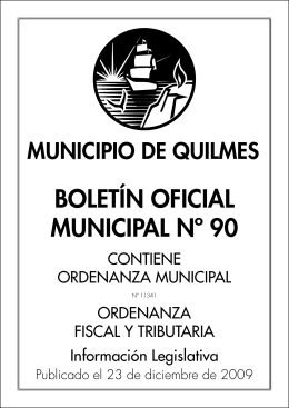 Boletín Oficial Municipal N° 90. Ordenanza