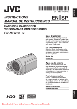 JVC Everio GZ-MG730 Camcorder User Guide Manual Operating