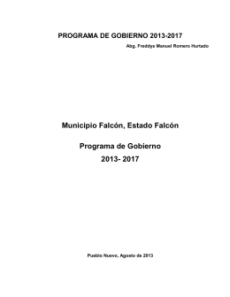 Municipio Falcón, Estado Falcón Programa de Gobierno 2013