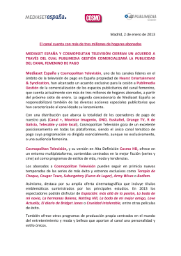 02/01/2013 Acuerdo de Publicidad Mediaset España y Cosmo
