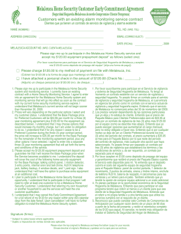 Melaleuca Home Security Customer Early Commitment Agreement