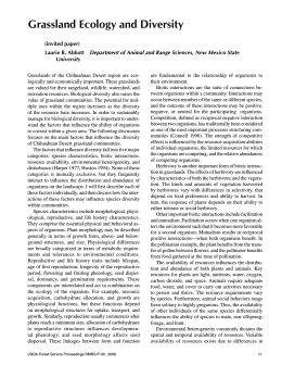Grasslands ecosystems, endangered species, and sustainable