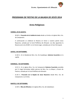 PROGRAMA DE FIESTAS DE LA BAJADA DE JESÚS 2014 Actos