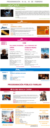 PROGRAMACIÓN 16 AL 18 DE FEBRERO