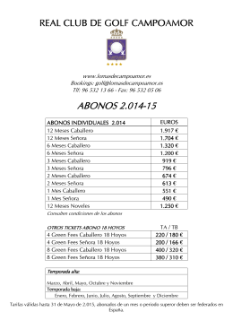 Tarifas Abonos Golf 2014 - Real Club de Golf Campoamor Resort