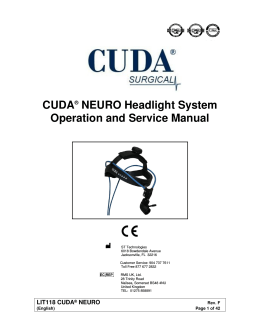 CUDA® NEURO Headlight System Operation and