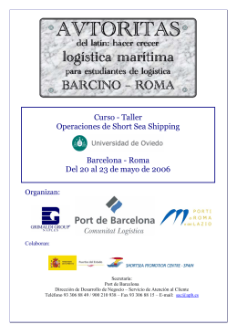 Curso - Taller Operaciones de Short Sea Shipping Barcelona