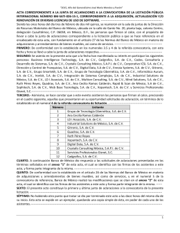 acta correspondiente a la junta de aclaraciones
