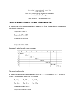 Tema: Suma de números octales y hexadecimales