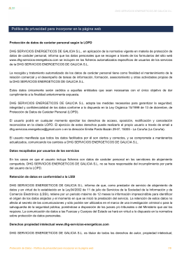 Política de privacidad - DHG - Servicios Energéticos de Galicia