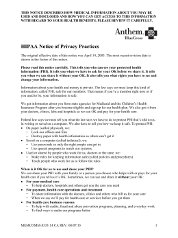 Anthem Blue Cross—HIPAA Notice of Privacy Practices
