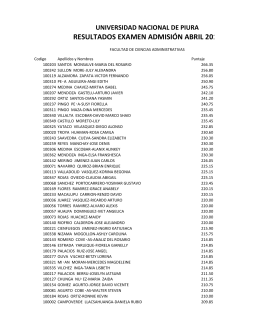 resultados examen admisión abril 2015 universidad nacional de piura