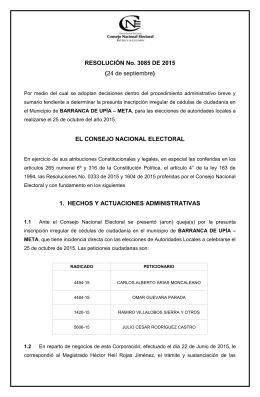 RESOLUCIÓN No. 3085 DE 2015 (24 de septiembre) EL CONSEJO