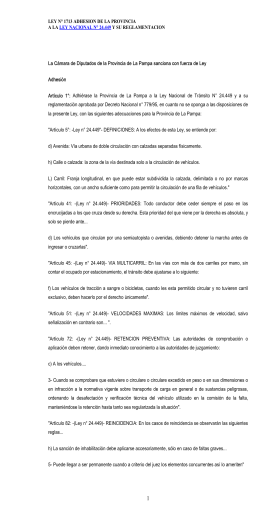 Ley Provincial Nº 1713 de Adhesión a la Ley Nacional de Tránsito