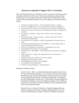 Resources in Spanish to Support NSU`s Curriculum