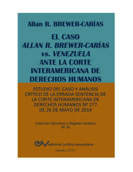 EL CASO ALLAN R. BREWER-CARÍAS vs. VENEZUELA ANTE LA