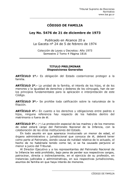 Código de Familia - Tribunal Supremo de Elecciones