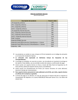 PRECIOS KASPERSKY BOLIVIA Descripción del producto Precio (1