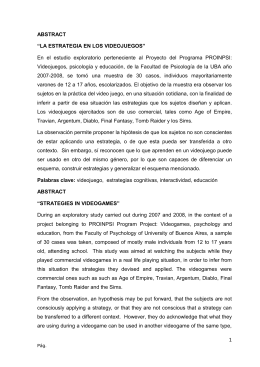 ABSTRACT “LA ESTRATEGIA EN LOS VIDEOJUEGOS” En el