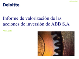 Informe de valorización de las acciones de inversión de ABB S.A