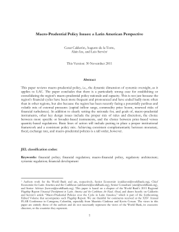Macro-Prudential Policy Issues: a Latin American Perspective
