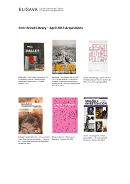 Enric Bricall Library – April 2013 Acquisitions