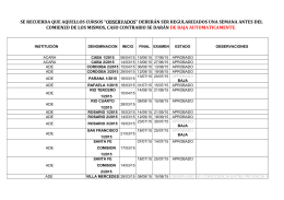 SE RECUERDA QUE AQUELLOS CURSOS “OBSERVADOS